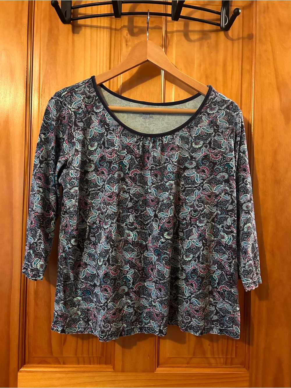 L.L. Bean Multicolor Paisley Scoop‎ Neck Long Sleeve Top